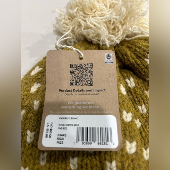 Patagonia Women's Snowbelle Beanie Ridge Cosmic Gold NWT Recycled Wool Yellow - Picture 4 of 9